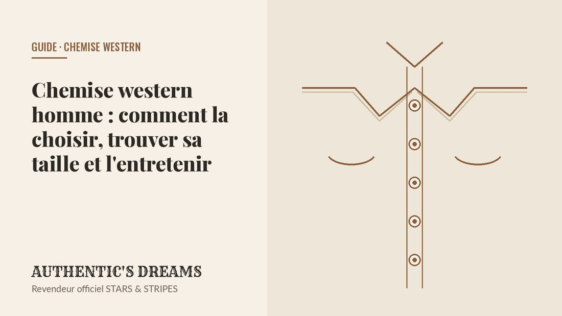 Guide de la chemise western homme : empiècement, boutons-pression, choix de la taille et entretien, par AUTHENTIC'S DREAMS