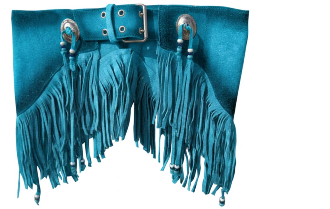 Jupe INDIAN-BELT a Frange Turquoise