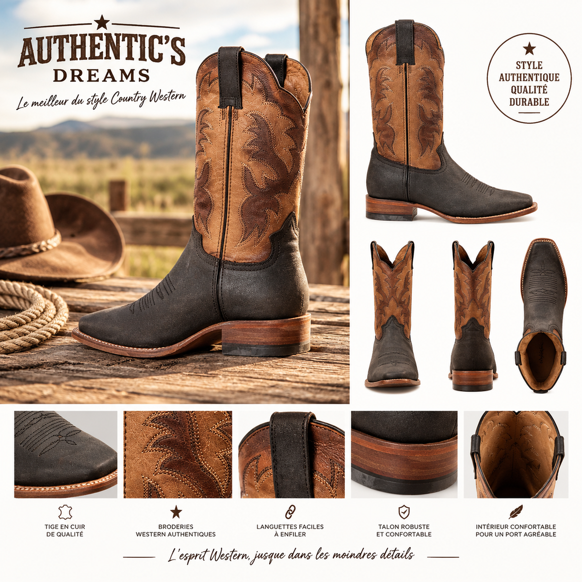 Bottes Western ou Travail WB-74