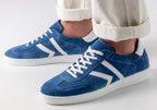 Sneakers SALERNO Daim jeans / Cuir blanc