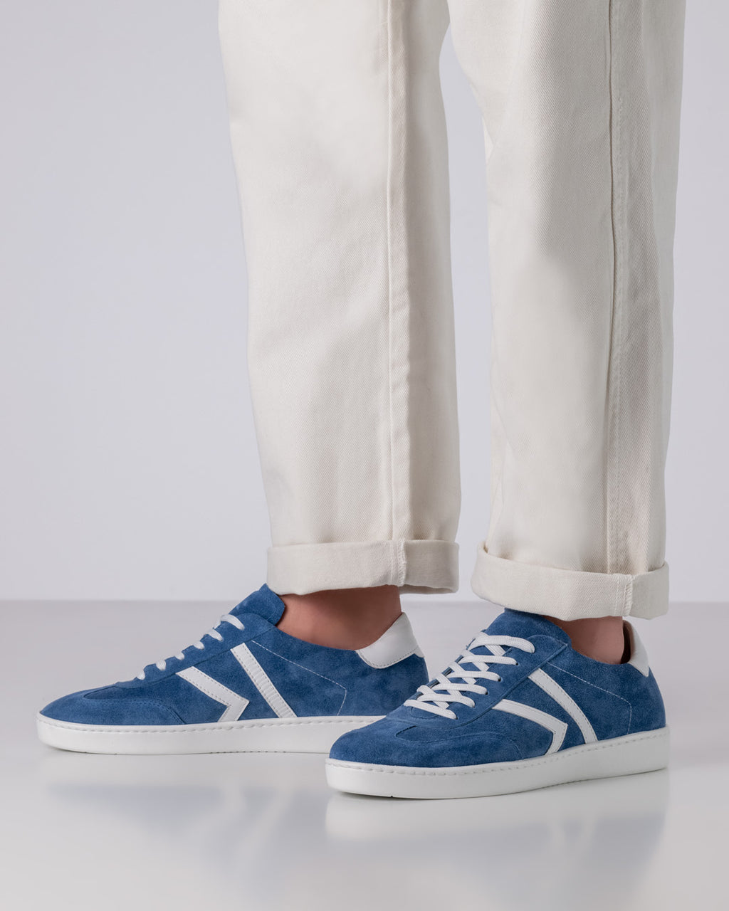 Sneakers SALERNO Daim jeans / Cuir blanc